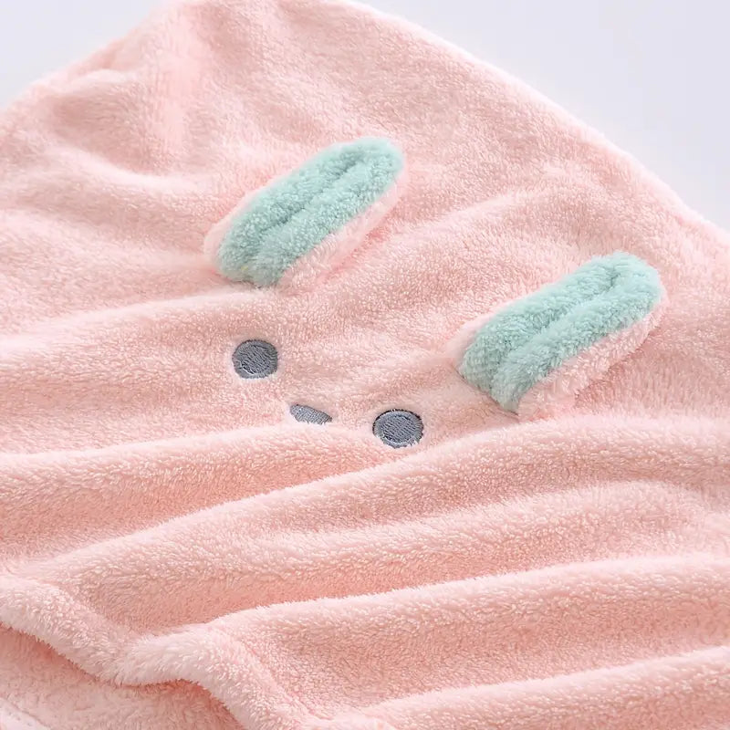 Cartoon Rabbit Ear Dry Hat - Coral Velvet Hair Towel