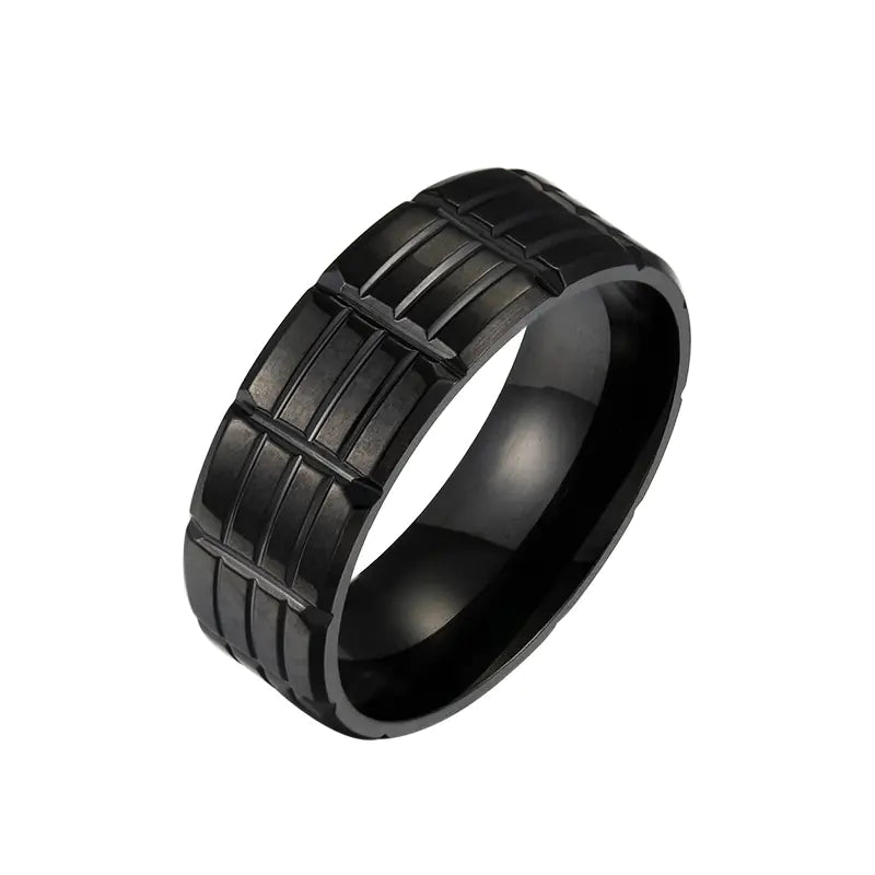 Men's Black Stainless Steel Plated Ring