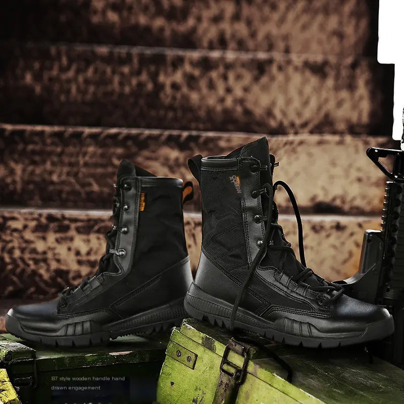 High-Top Breathable Combat Boots in Large Size