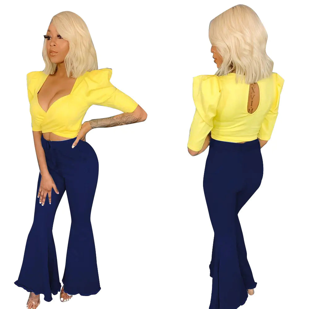 High Stretch Denim Flared Jeans for Women