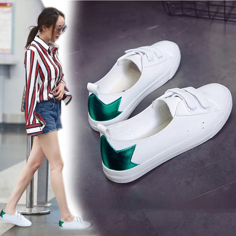 Women's Flat White Shoes - Casual Slip-On Sneakers