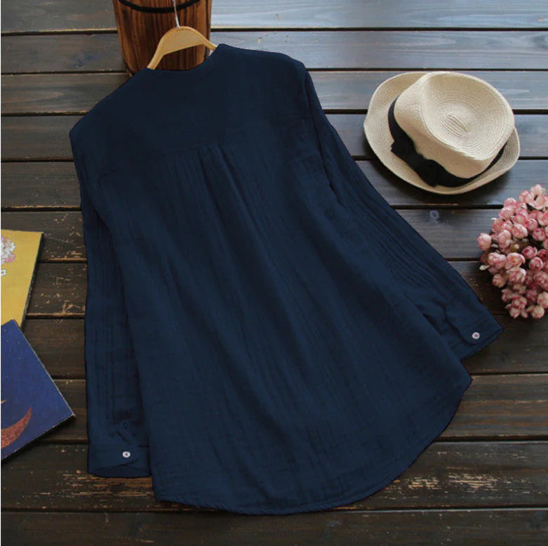 Pure Cotton Stand Collar Shirt