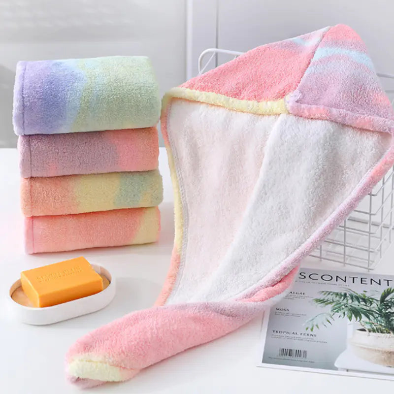 Rainbow Microfiber Bath Towel for Quick Drying Hair
