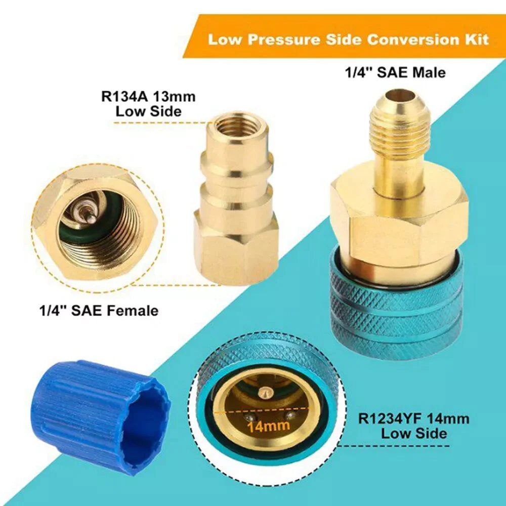 Quick Coupler Adapter Fits Car R1234YF to R134A  A/C High Low Side Conversion Kit