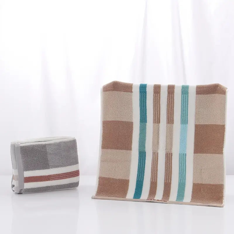 Thick Cotton Geometric Striped Face Wash Towel (1pc)