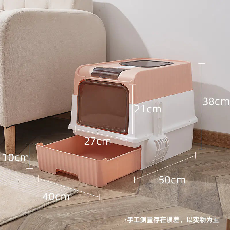 Large Closed Cat Litter Box with Anti-Splash Design