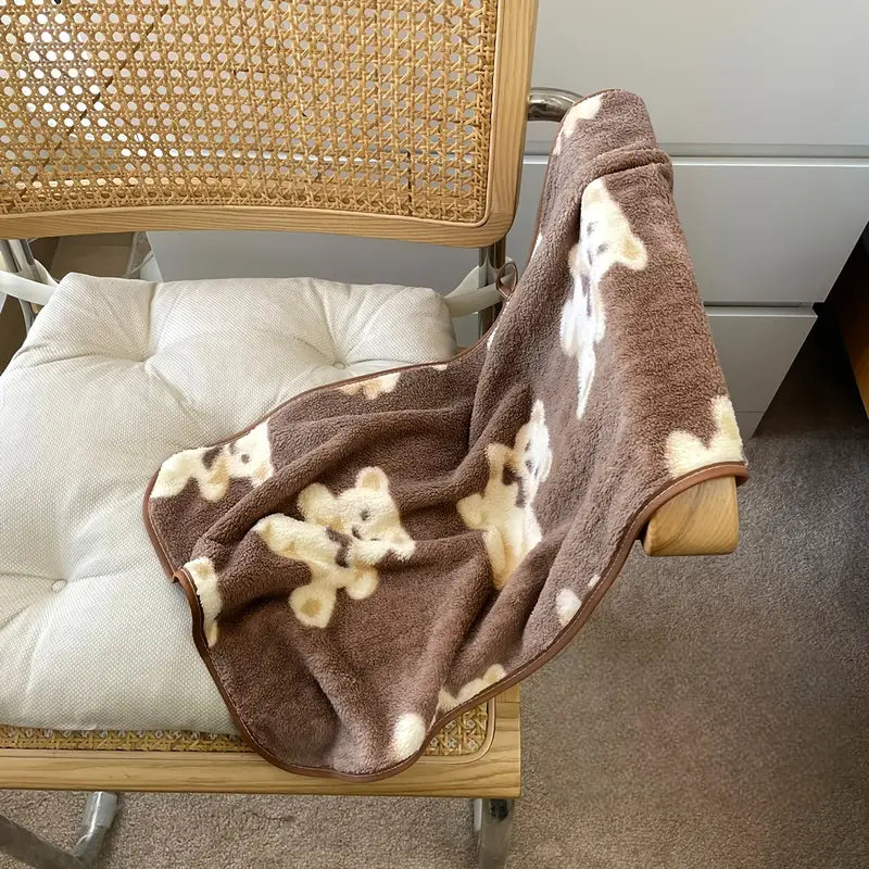 Brown Vintage Bear Coral Fleece Bath Towel (1 Piece)