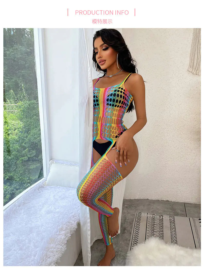 Colorful Fishnet Tight Skirt for Women's Fashion