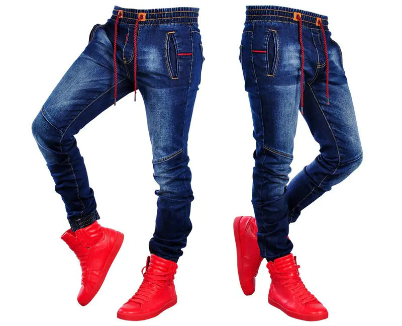 New Elastic Waist European American Men's Jeans