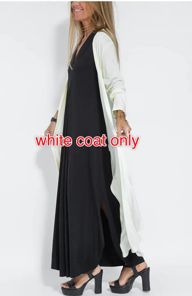 Solid Color V-Neck Dress Cardigan Jacket for Women