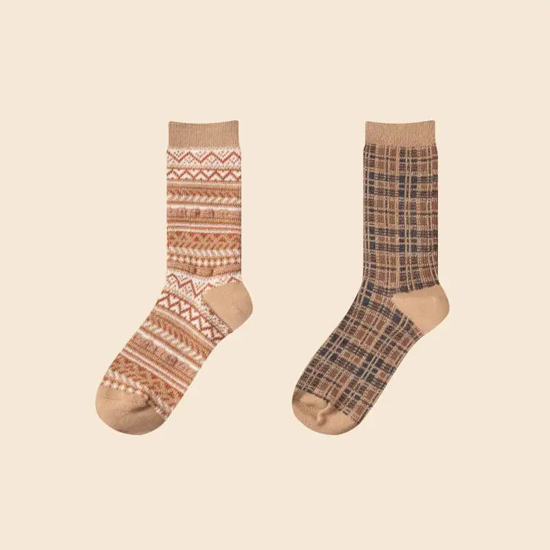 Warm Thick Coffee Color Women's Cotton Tube Socks