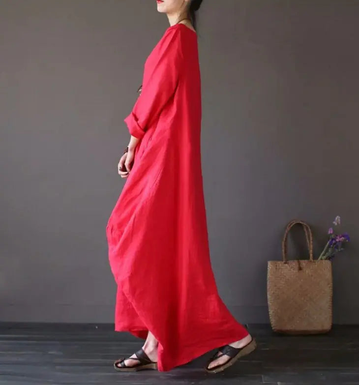 Loose Plus Size Cotton Linen Maxi Dress