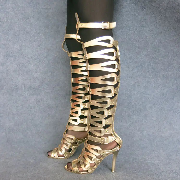Fashionable Punk Style Hollow-Out High Heels Boots