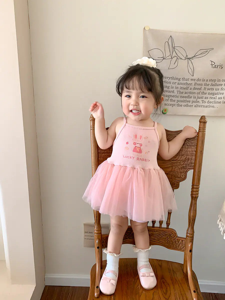 Children's Dress with Straps and Tulle Skirt