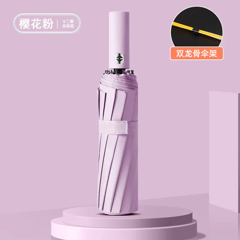 Custom 24 Bone Automatic Folding Sun and Rain Umbrella