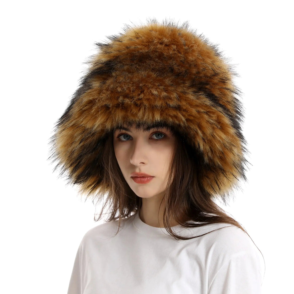 Thickened Faux Fur Winter Straw Hat