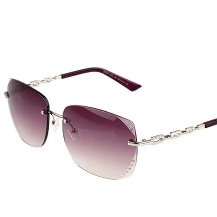 Trendy Fashionable Rimless Sunglasses with Diamonds
