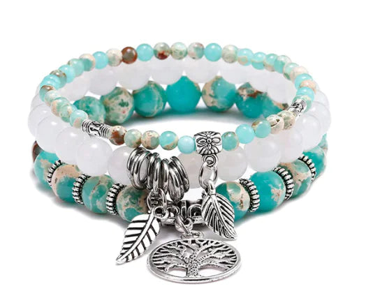 Agate Bracelet with Multi-Layer Tree of Life Design