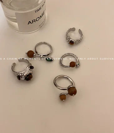 High-Grade Metal Texture Tigereye Ring