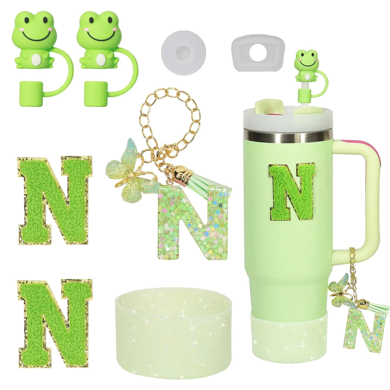 Liangang 8PCS Cup Accessories Set For Stanley 30oz 40ozIncluding BootSpill Proof Stopper2PCS Stanley Straw Cover and 2PCS Sticker Letter (Letter N)