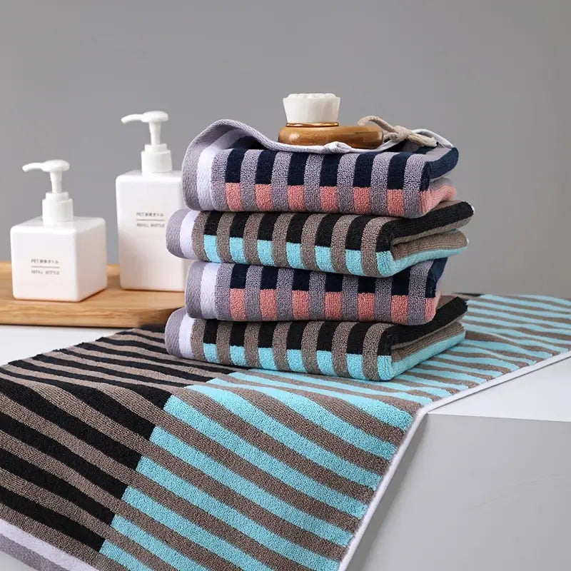 Cotton Stripe Hand Towels - Absorbent & Soft (Pack)