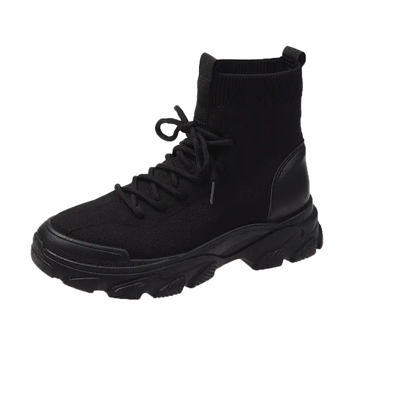 British Style Women's Knitted Elastic Short Boots