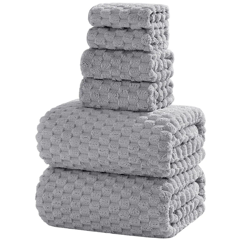 Oversized Bath Towels 40x80 Inches Extra Large Bath Sheets for Adults Quick Dry Highly Absobent Microfiber Shower Towels- Includes 2 Bath Towels2 Hand Towels2 Washcloths(Gary6PCS)