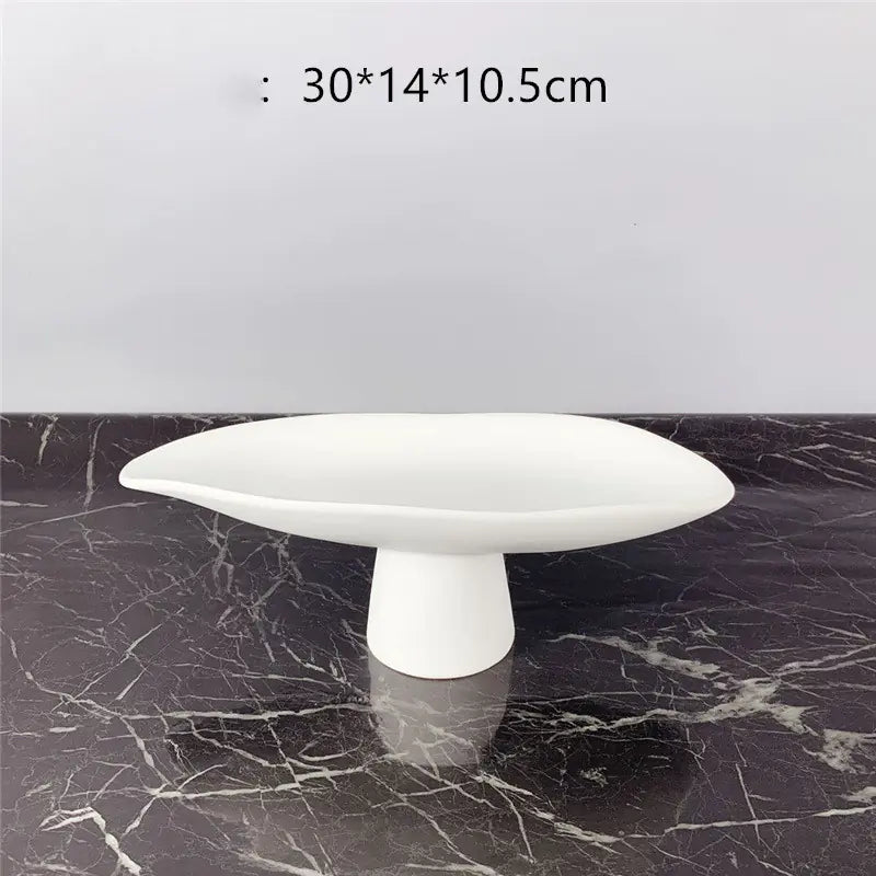 Black and White Resin Tall Fruit Plate - Nordic Decor