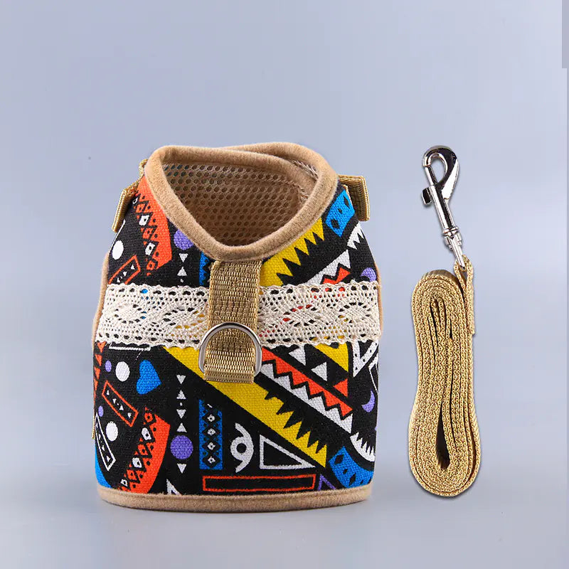 Ethnic Style Dog Leash and Clothing Set