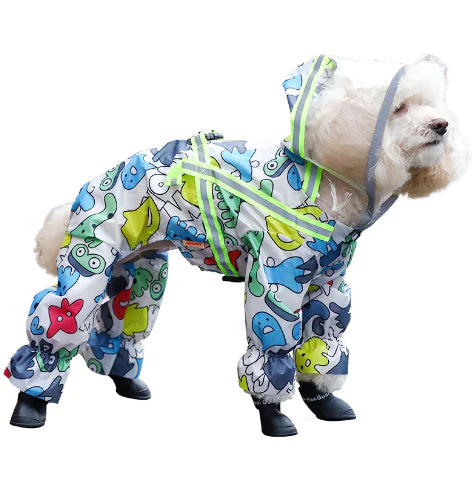 Waterproof Dog Raincoat with Teddy Bag Belly