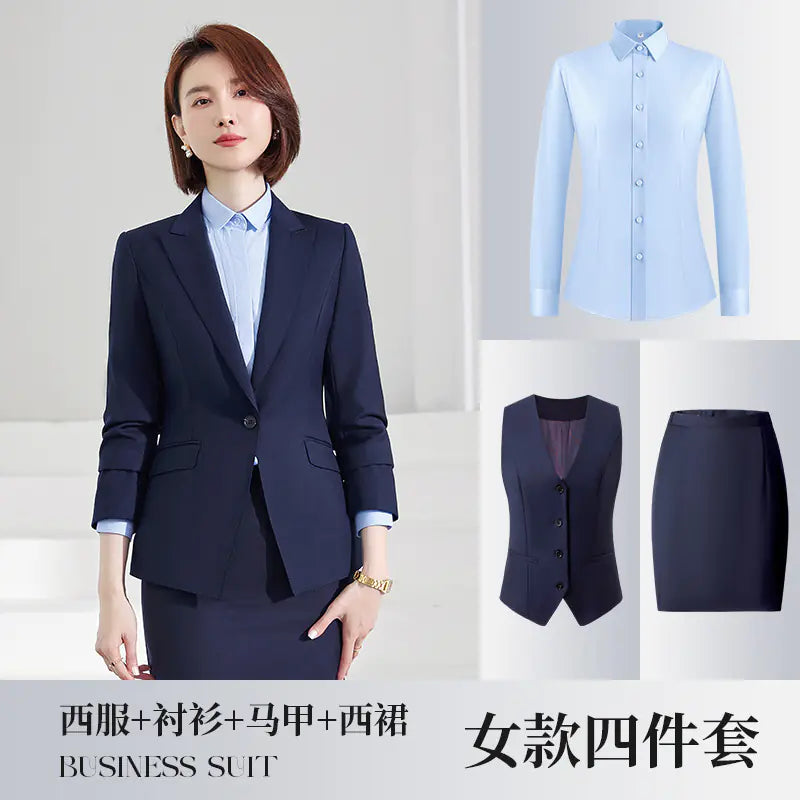 Navy Blue Unisex Business Suit for Work Teams