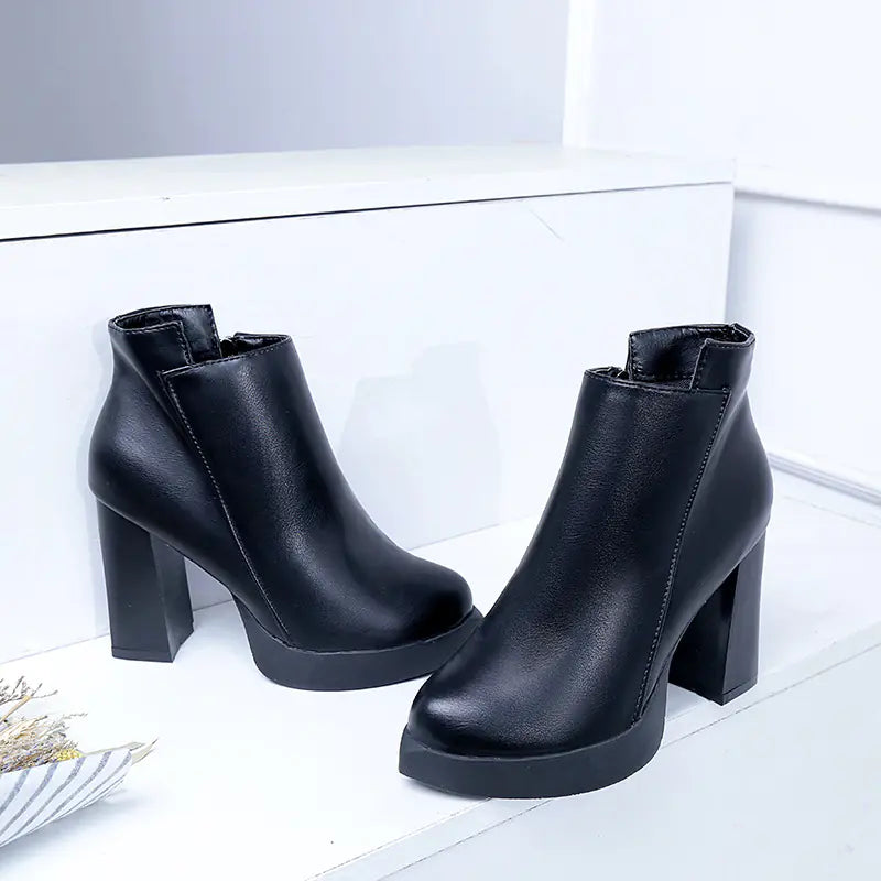 Women's High Heel Ankle Boots - British Style Shoes