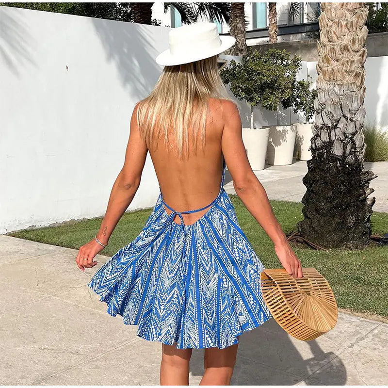Cross-Border Amazon Sexy Backless Beach Dress
