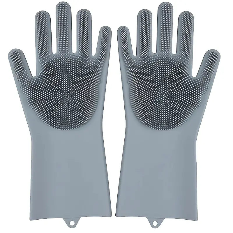 Silicone Dishwashing Gloves with Insulation and Brush