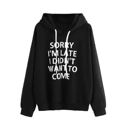 Hooded Sweatshirt with Letter Print Long Sleeve Design