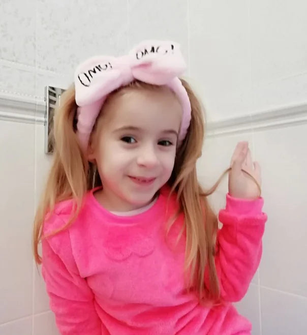 Coral Fleece Butterfly End Headband with Letters