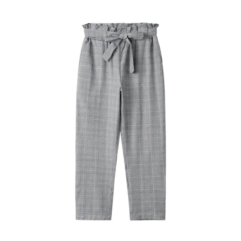 High-Waisted Casual Plaid Pants for Women