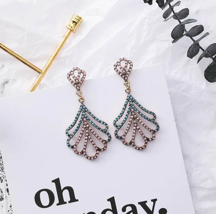 Floral Earrings with Water Drop Design