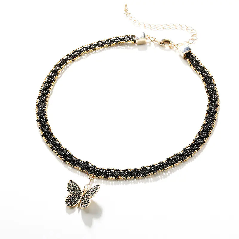 Trendy Butterfly Pendant Choker Necklace for Women