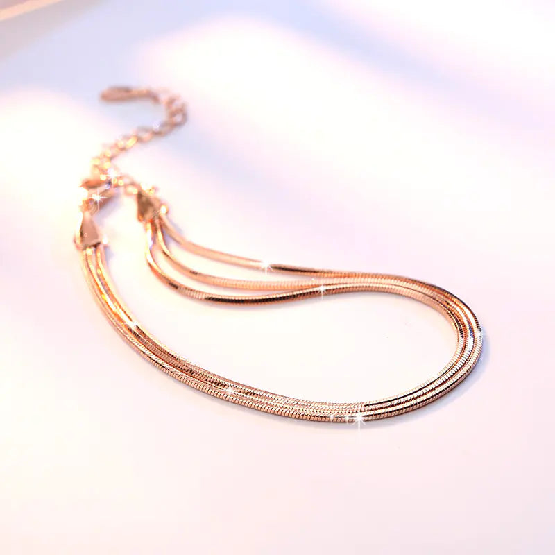 Octagonal Snake Bone Silver Plated Bracelet for Women