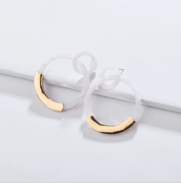 Geometric Alloy Acrylic Circle Earrings for Women
