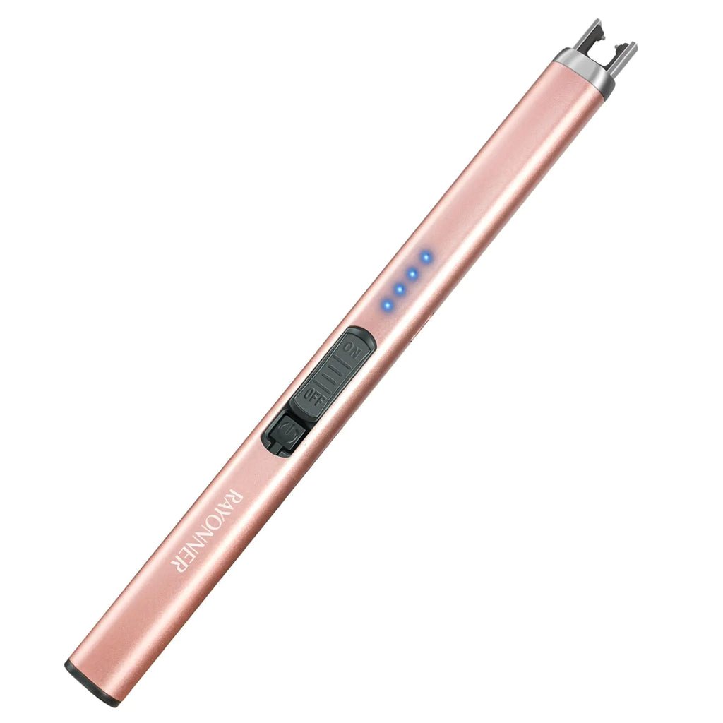 Candle Lighter Electric Lighter USB Lighter with Safety Switch Rechargeable Flameless Plasma (1 Pack - Rosegold)