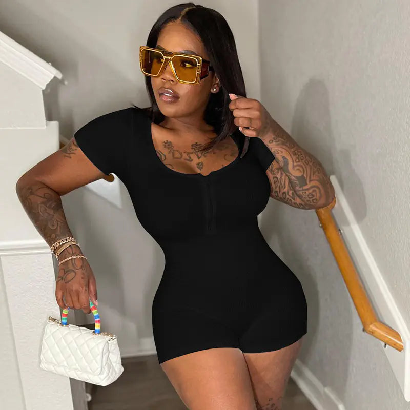 Fall/Winter Zipper Short Sleeve Bodysuit