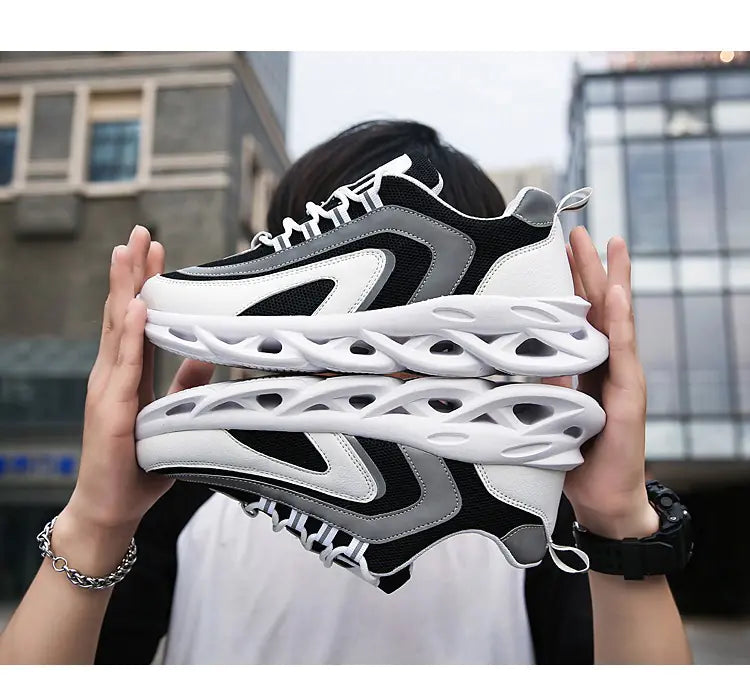 Men's Reflective Running Shoes with Thick Sole Design