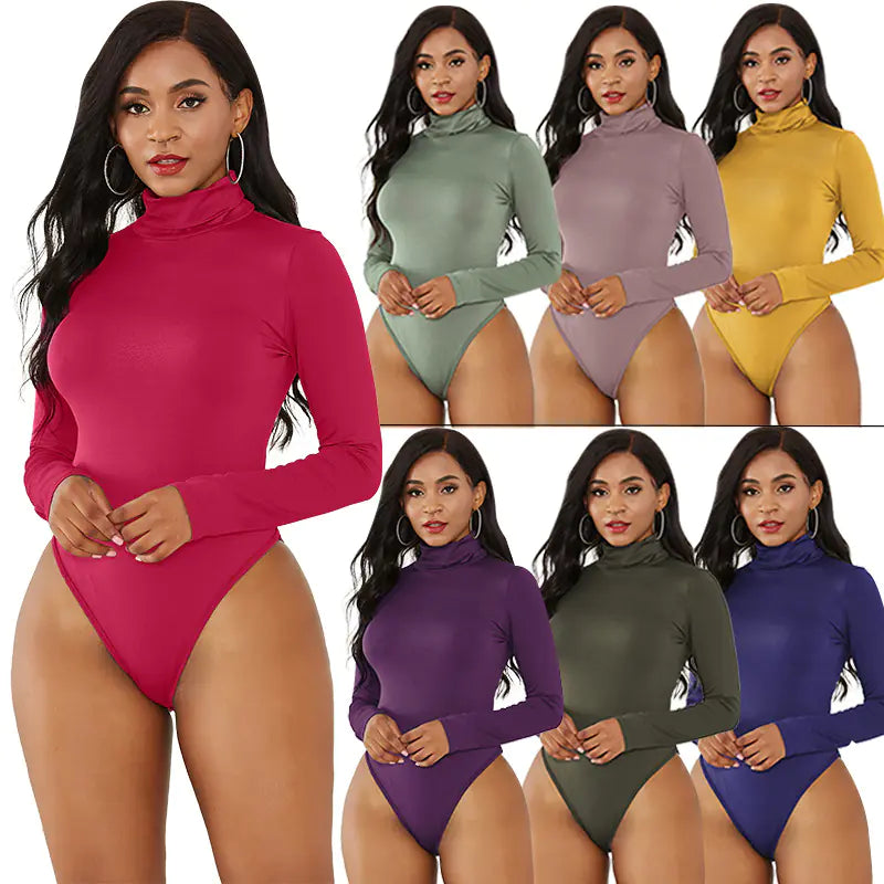 Women's Vintage High-Neck Long-Sleeve Bodysuit