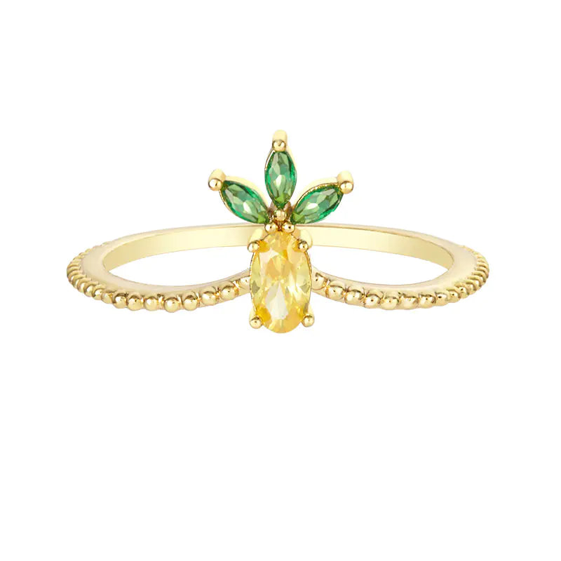 Tropical Fruit Cherry Peach Zircon Ring for Women