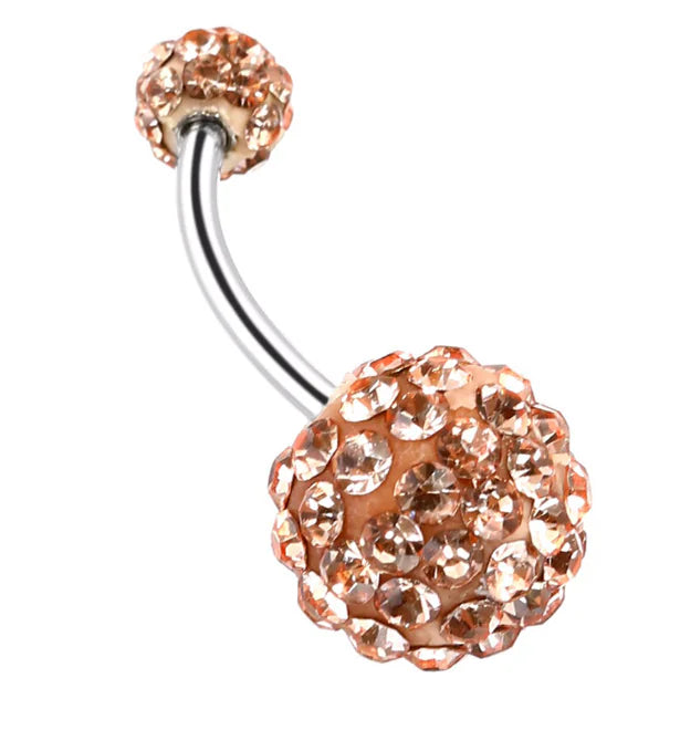 Crystal Ball Belly Button Ring with Disco Ball Design