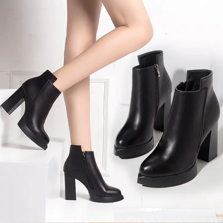 Women's High Heel Ankle Boots - British Style Shoes
