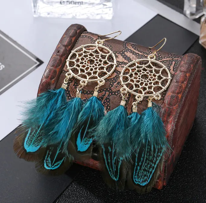 Sequin Feather Tassel Earrings for Women, Trendy Design
