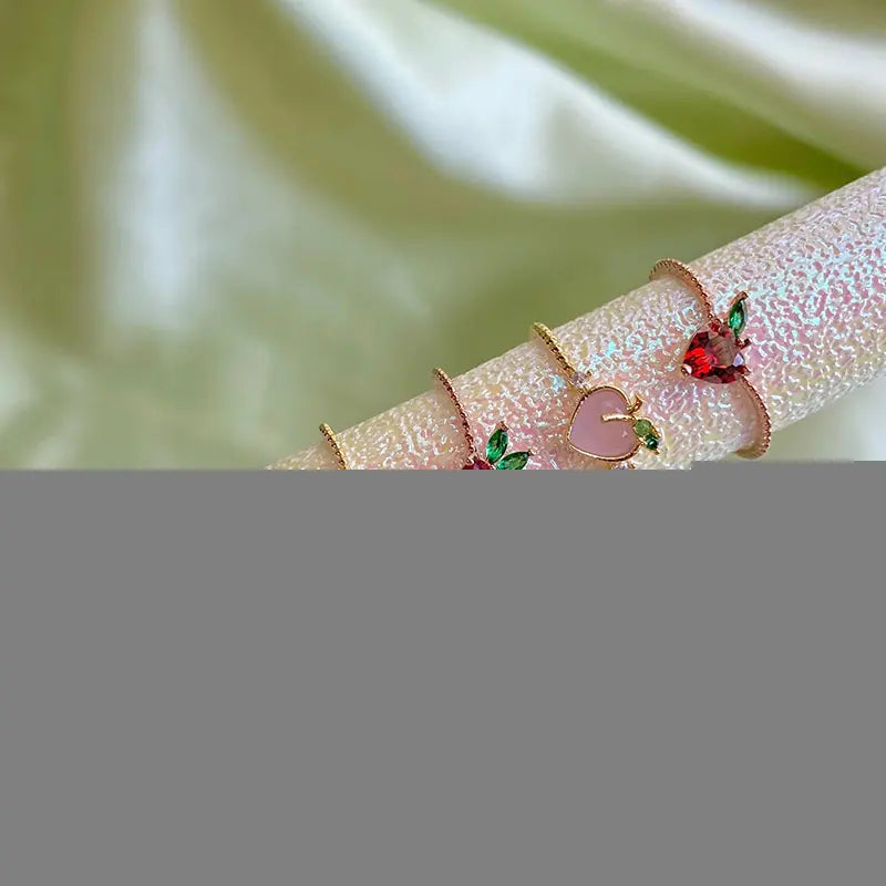 Tropical Fruit Cherry Peach Zircon Ring for Women